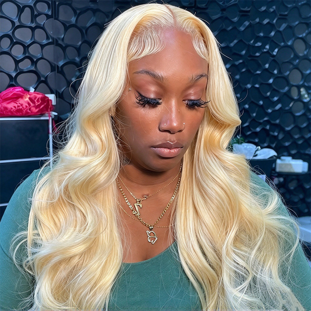 613 Blonde Body Wave Lace Front Wig - Parrucca con frangia in pizzo, colore